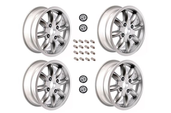 Classic 8 Spoke Alloy Road Wheel Kit - Set of 4 - 5.5J x 14 inch - Bolt On - Including Wheel Nuts & Centres - RP1795